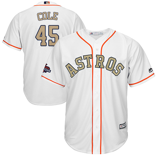 Astros #45 Gerrit Cole White 2018 Gold Program Cool Base Stitched MLB Jersey